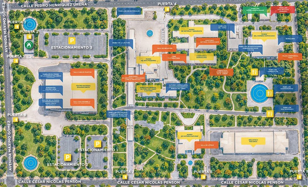 Mapa de la Feria Internacional del Libro Santo Domingo 2026 en la Plaza de la Cultura